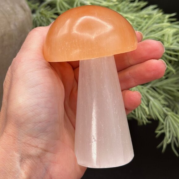 Selenite Crystal Mushroom Light Handcrafted Lamp Healing Glow Organic Home Décor - Picture 2 of 16